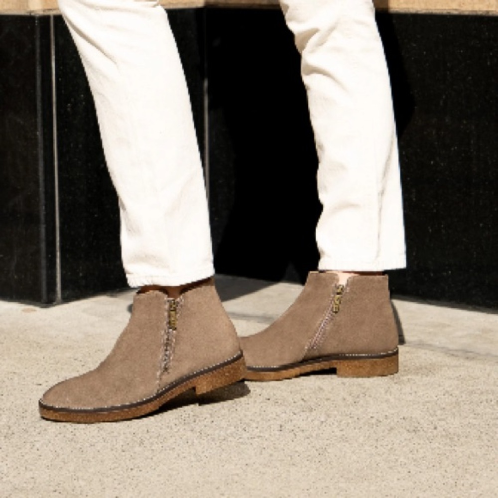 Stylish Tan Suede Ankle Boots Italeau Waterproof Suede